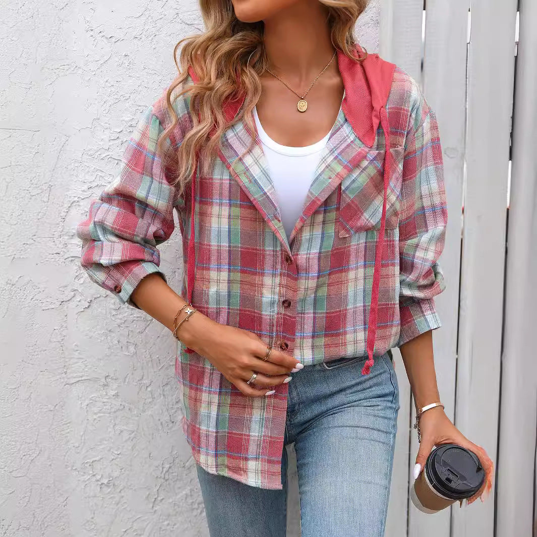 Oversized Plaid Cotton Shirt For Casual Wear