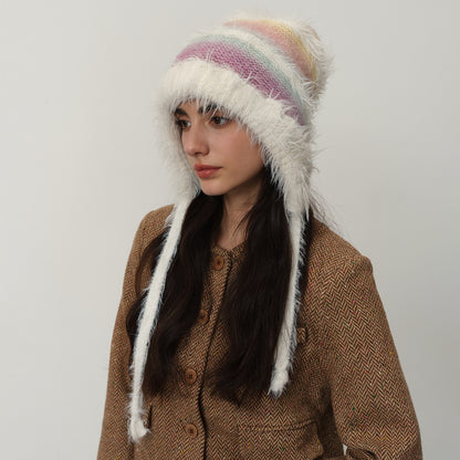 Cute Gradient Knit Beanie Hat with Ear Protection
