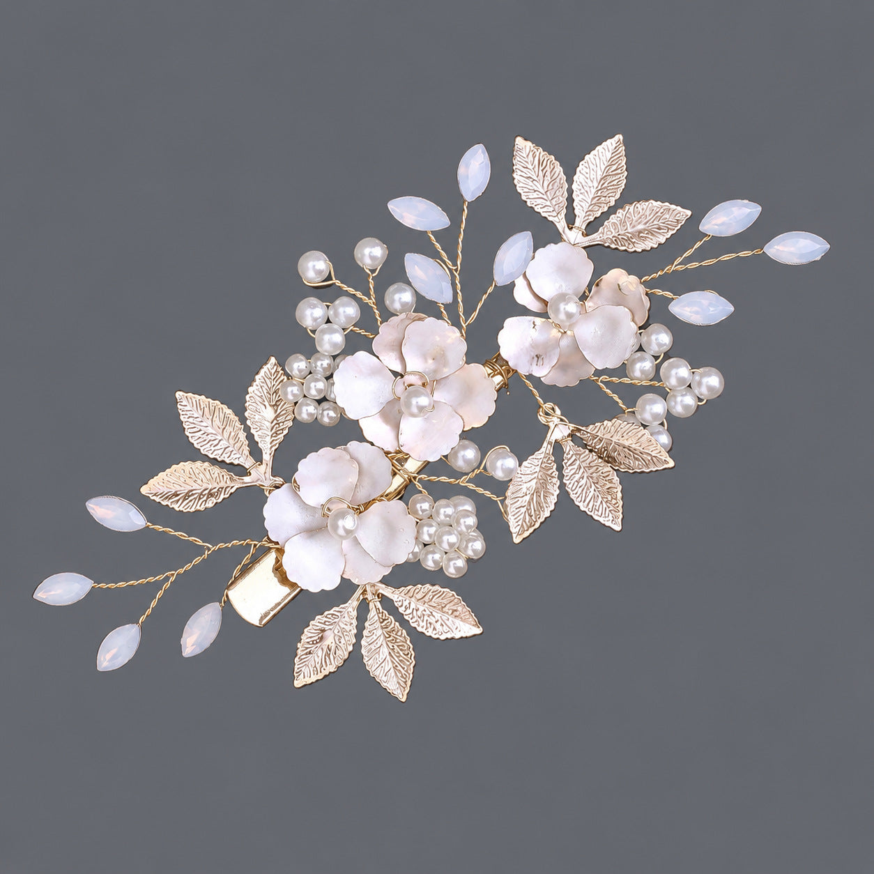 Elegant Floral Hair Clips with Pearl and Rhinestone Accents