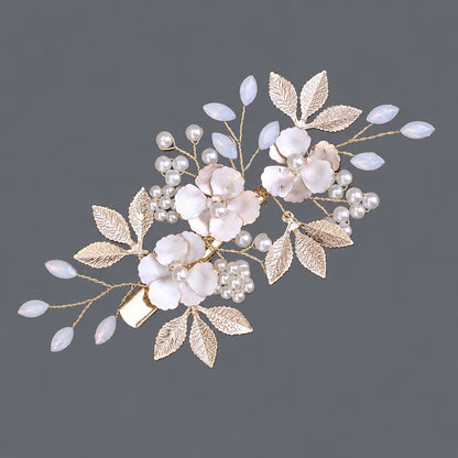 Elegant Floral Hair Clips with Pearl and Rhinestone Accents