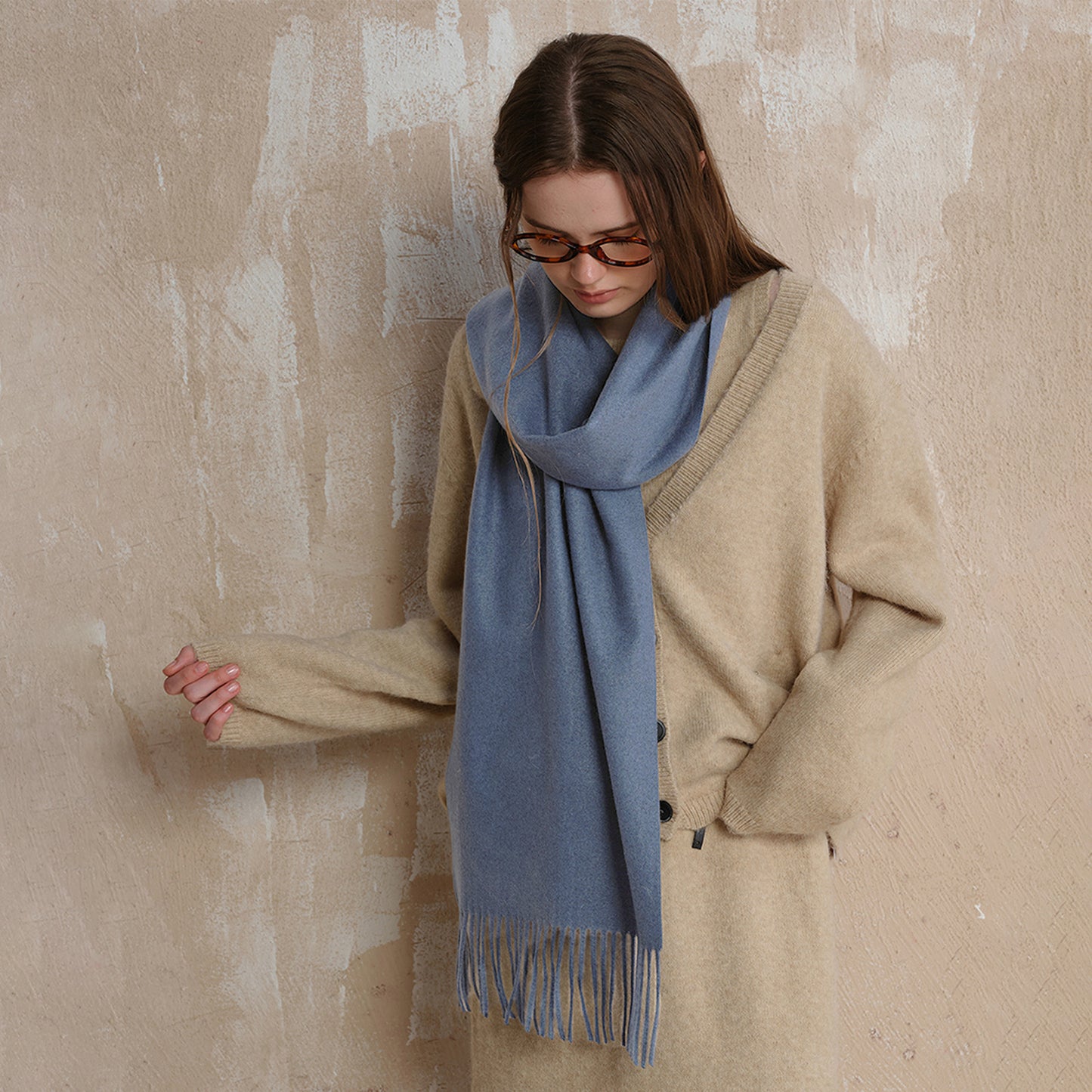 Classic Wool Scarf with Tassels for Men and Women