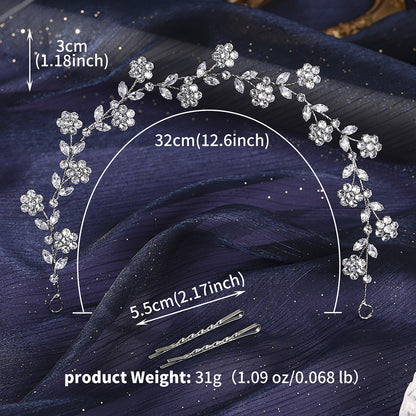 Bridal Crystal Headband Elegant Silver Hair Accessory for Weddings and Parties
