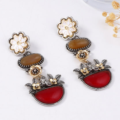 Bohemian Floral Multi Layer Cubic Zirconia Earrings