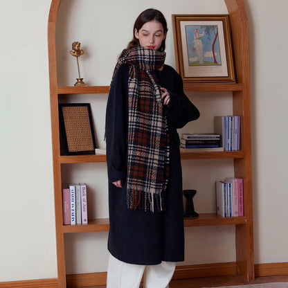 Chic Warm Plaid Scarf with Fringes for All Seasons