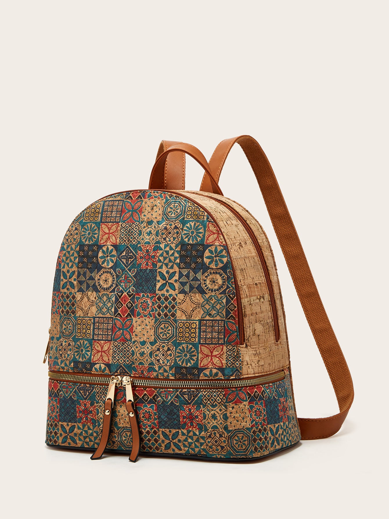 Cork Laptop Backpack Floral Print Stylish Casual Backpack