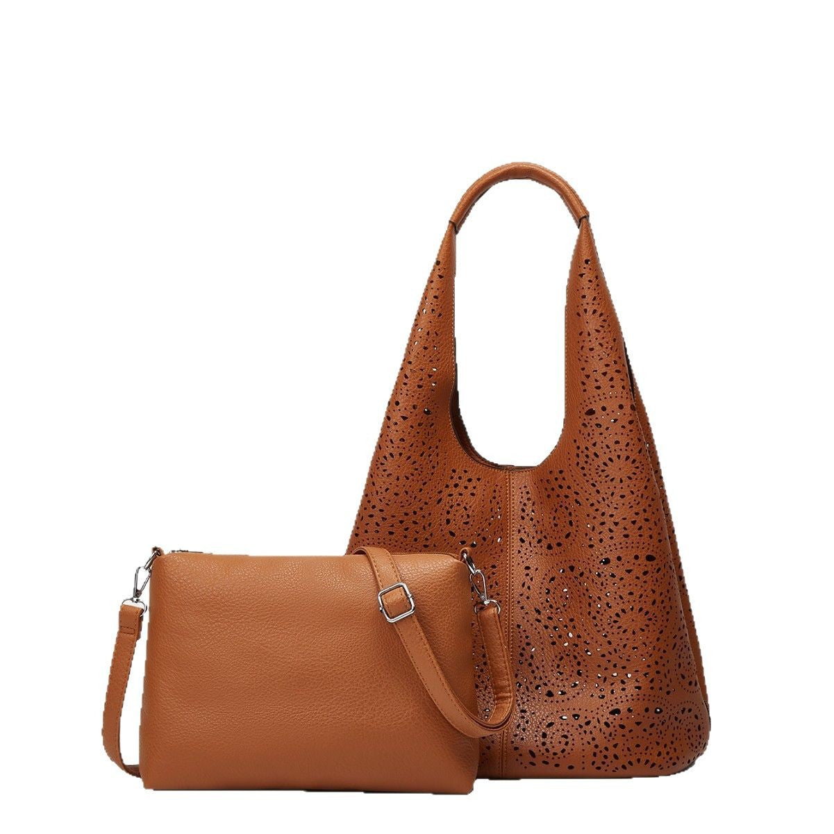Trendy Cut-Out Laser Etched Tote Bag Stylish Large Capacity Shoulder Bag