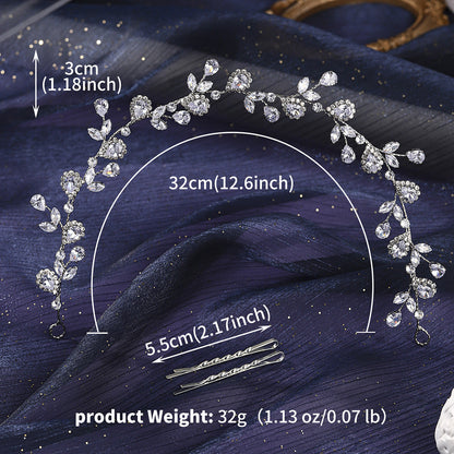 Bridal Crystal Headband Elegant Silver Hair Accessory for Weddings and Parties
