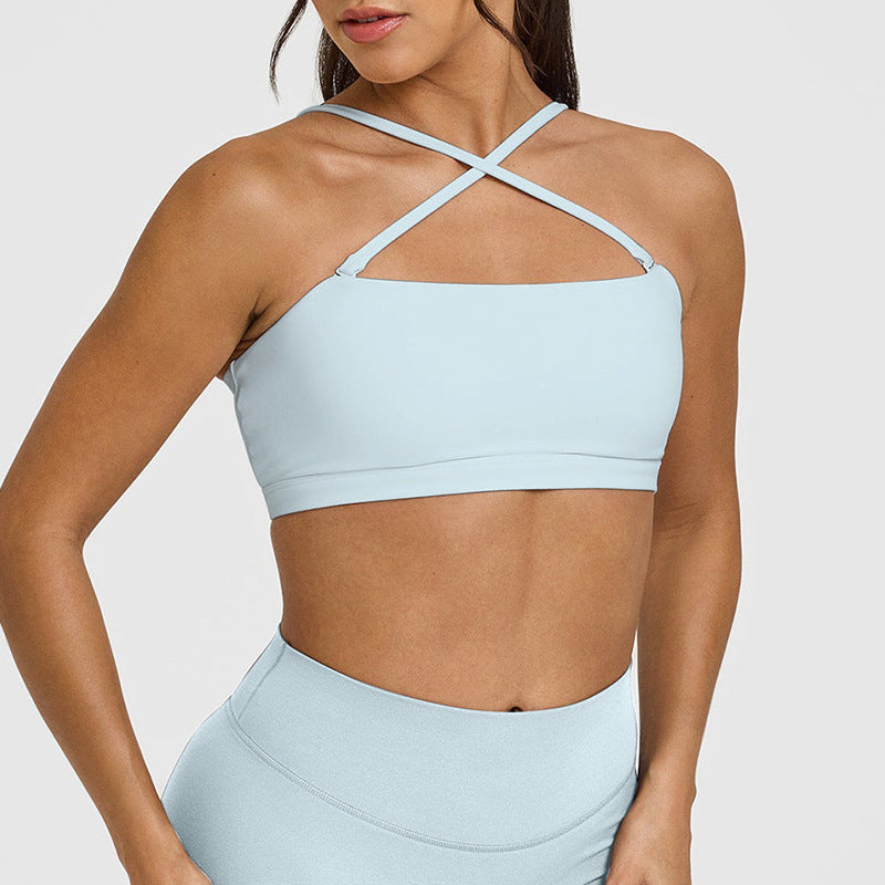 Women's Sports Bra Cross Back Athletic Top for Running and Yoga