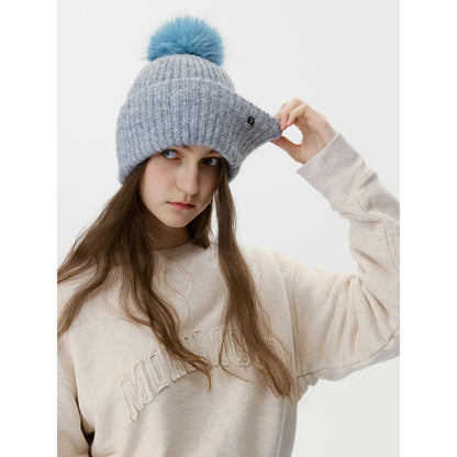 Trendy Solid Color Knit Beanie with Pom-Pom for Unisex