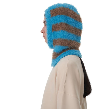 Trendy Two-Tone Striped Faux Mink Knit Beanie for Women