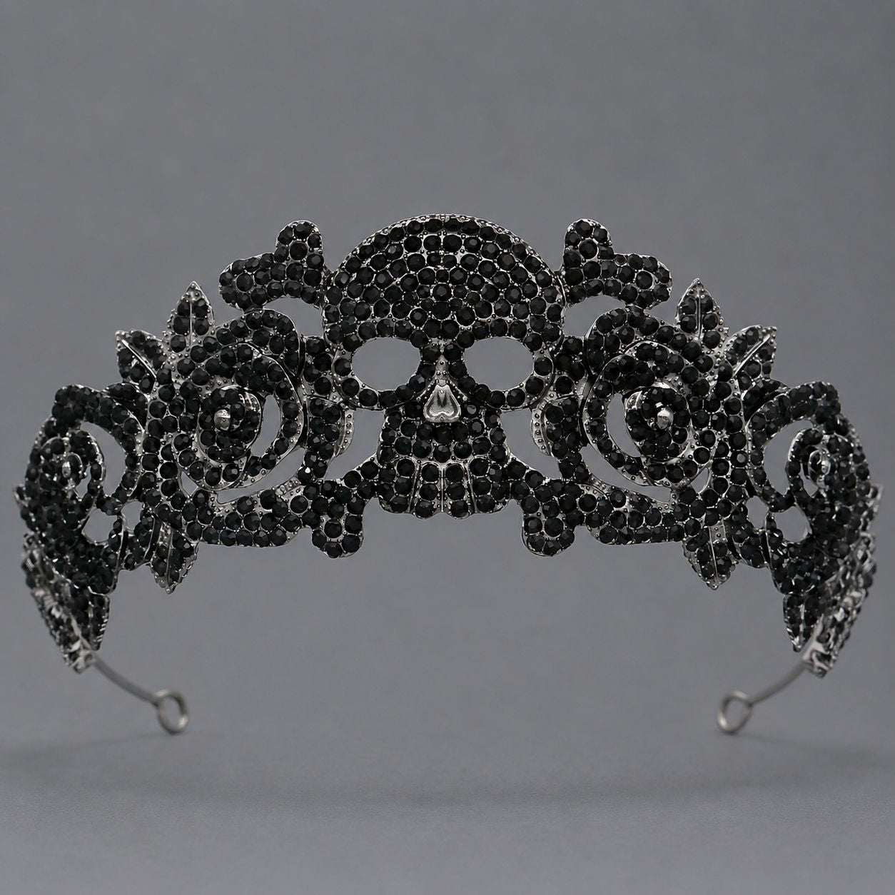Dark Fantasy Alloy Crown with Rhinestones for Halloween Parties