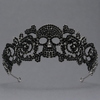 Dark Fantasy Alloy Crown with Rhinestones for Halloween Parties