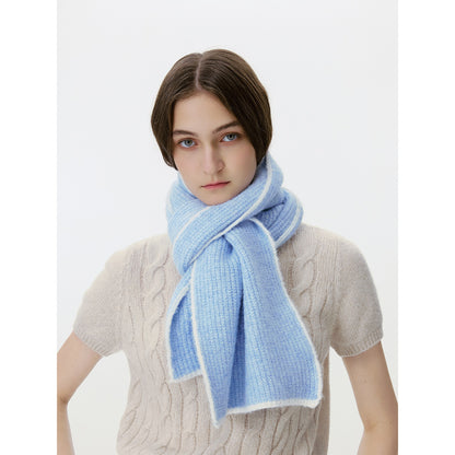 Solid Color Wool Blend Knitted Scarf for Men and Women