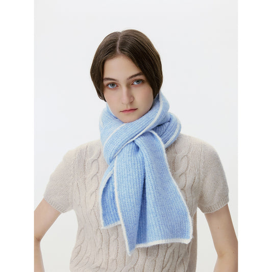 Solid Color Wool Blend Knitted Scarf for Men and Women