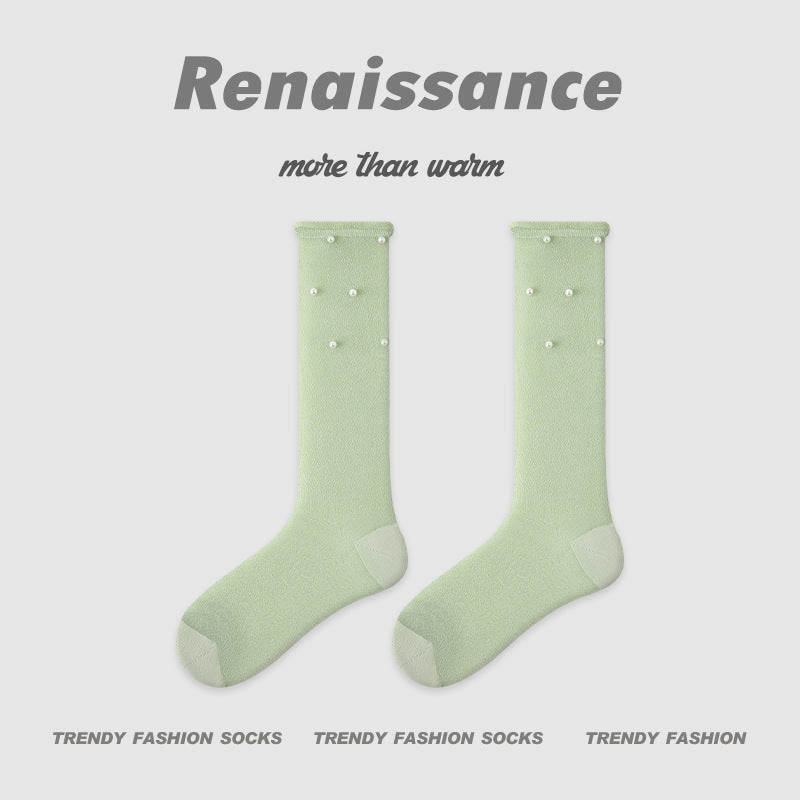 Seamless Pearl Colorblock Nylon Moisture Wicking Socks