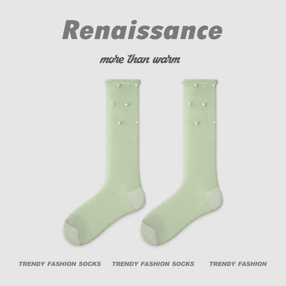Seamless Pearl Colorblock Nylon Moisture Wicking Socks