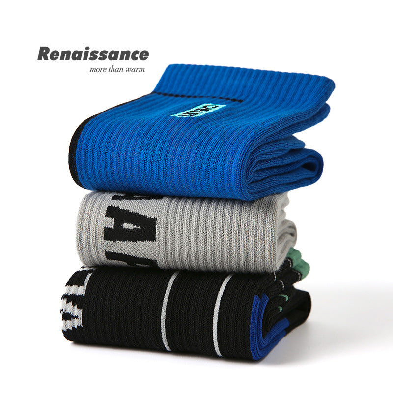 Men's Moisture Wicking Combed Cotton Letter Print Socks
