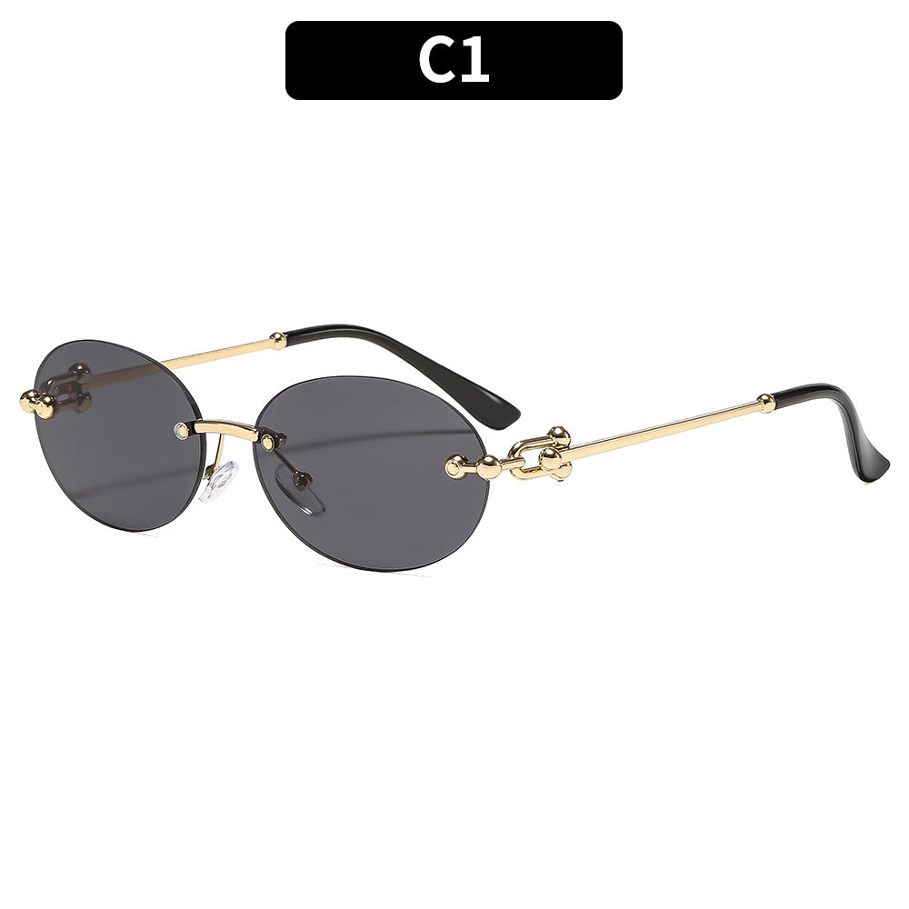 Trendy Metal Oval UV400 Sunglasses for Outdoor Activities