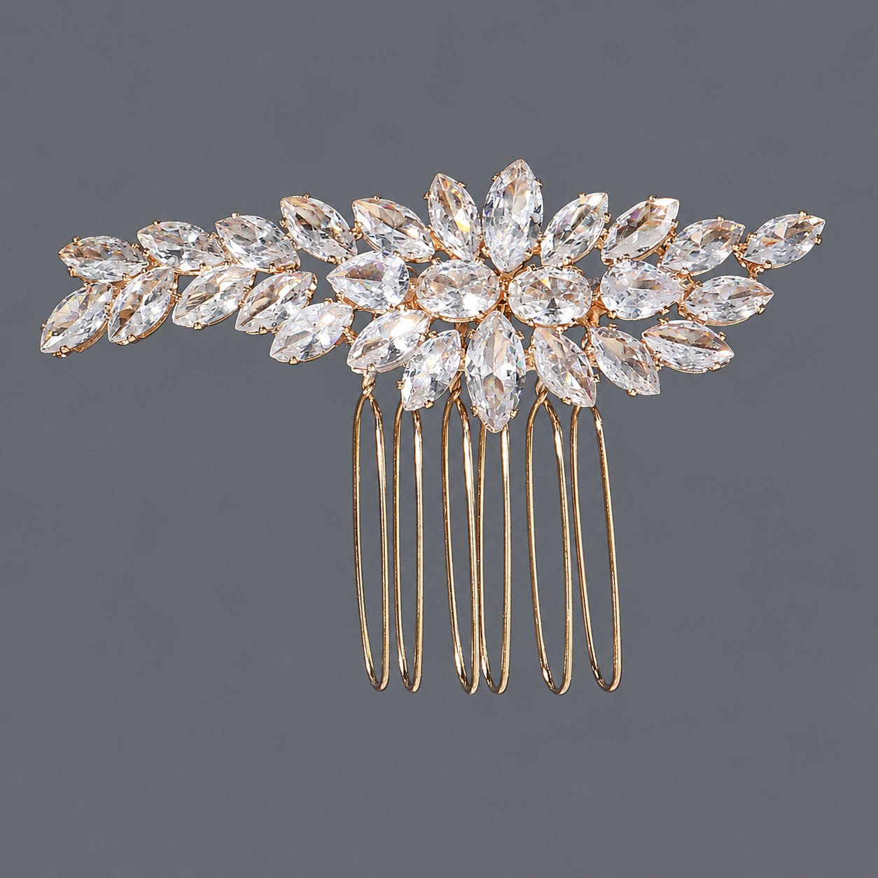 Vintage Floral Zircon Hair Comb Elegant Bridal Headpiece