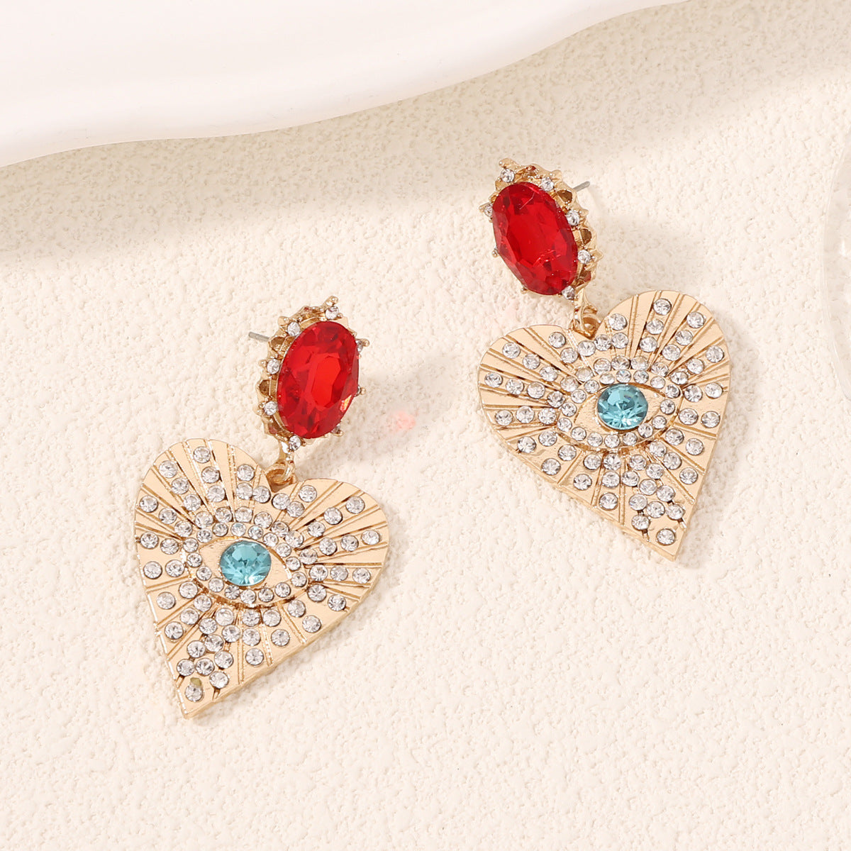 Earrings Heart Eye Rhinestone Light Luxe Casual