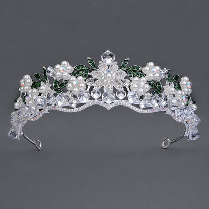 Vintage Floral Crown with Pearls for Bridal Photography
