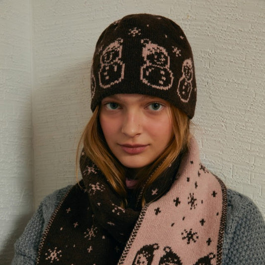 Cartoon Snowman Knit Beanie Soft Warm Winter Hat