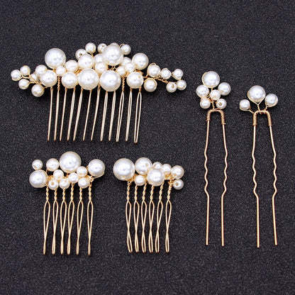 Baroque Vintage Pearl Hair Comb Set for Brides