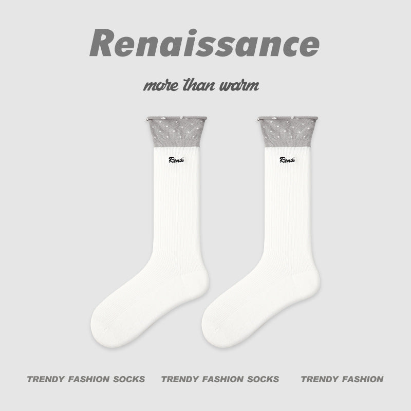 Renaissance Hollow Mesh Cotton Mid Calf Socks