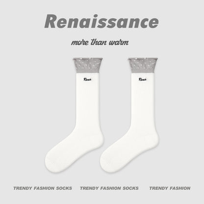 Renaissance Hollow Mesh Cotton Mid Calf Socks