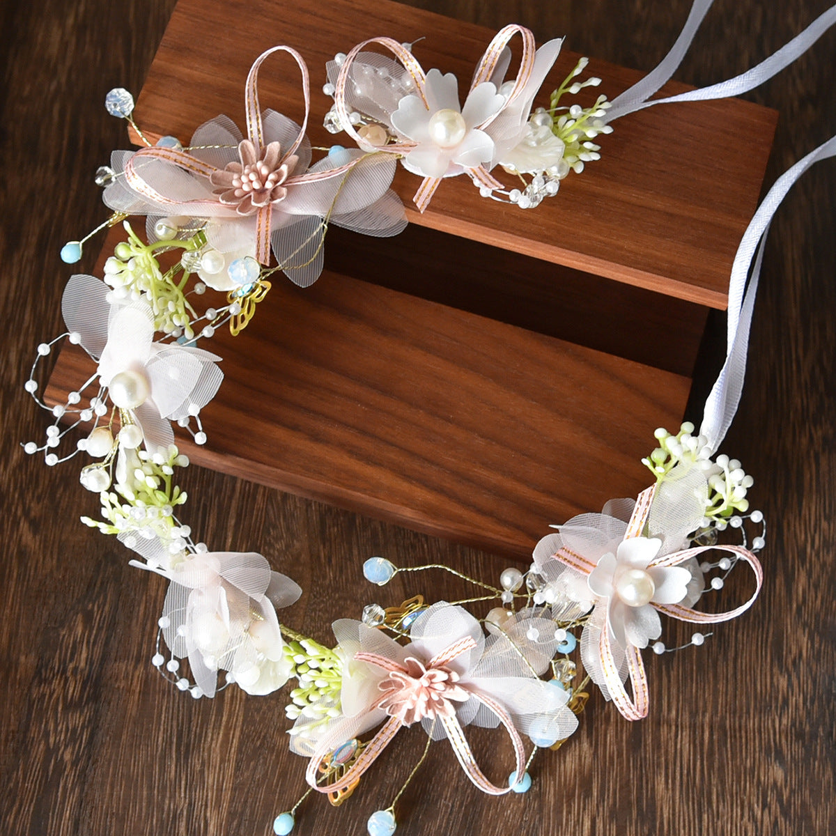 Floral Headband Wedding Hairpiece for Brides