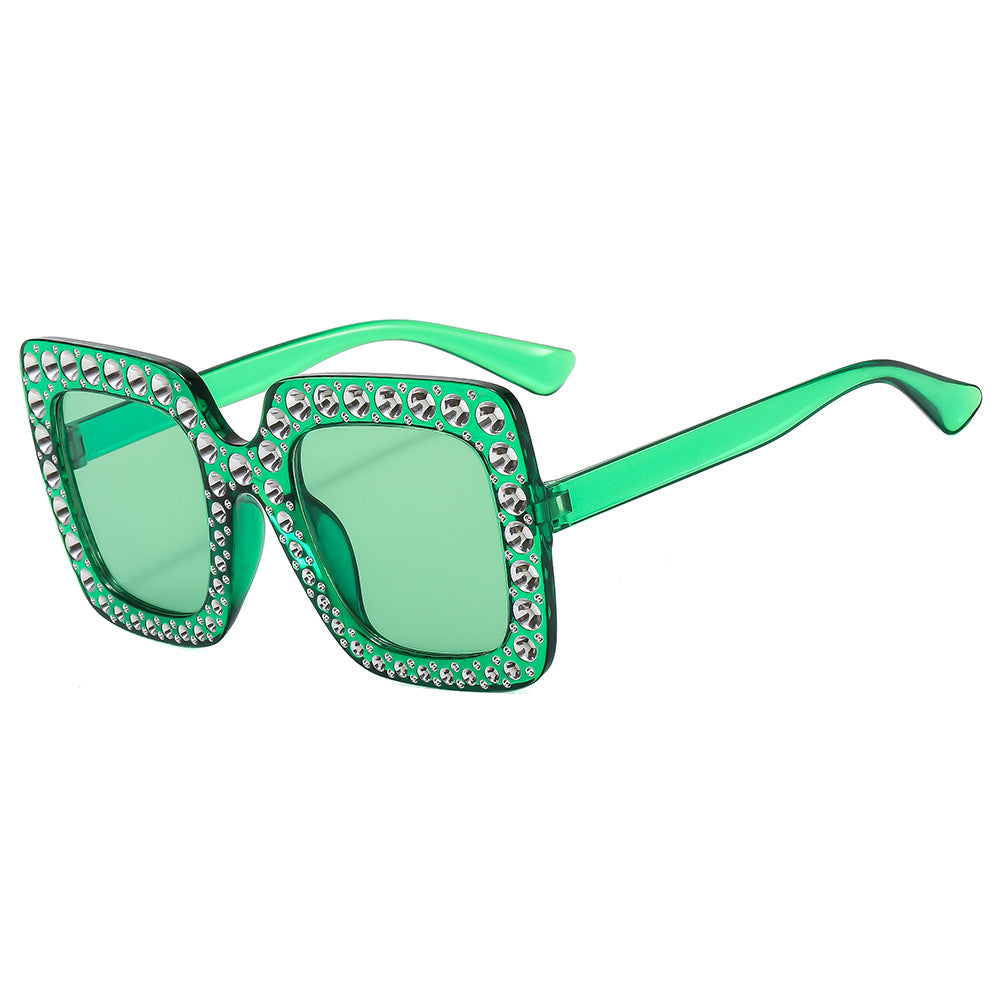 Colorful Gemstone-Embellished Disco Sunglasses Retro Style