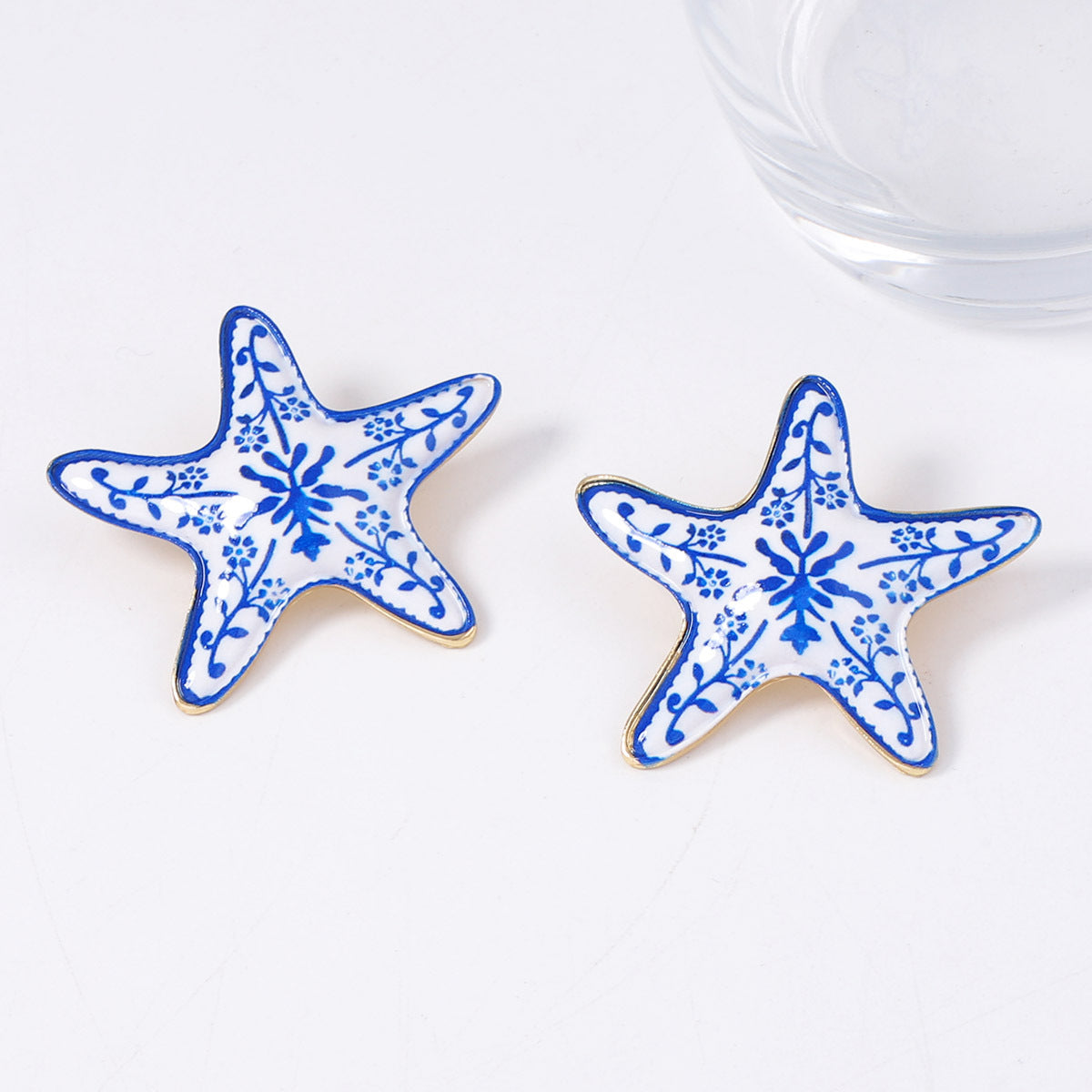 Enamel Star Stud Earrings Stainless Steel Elegant