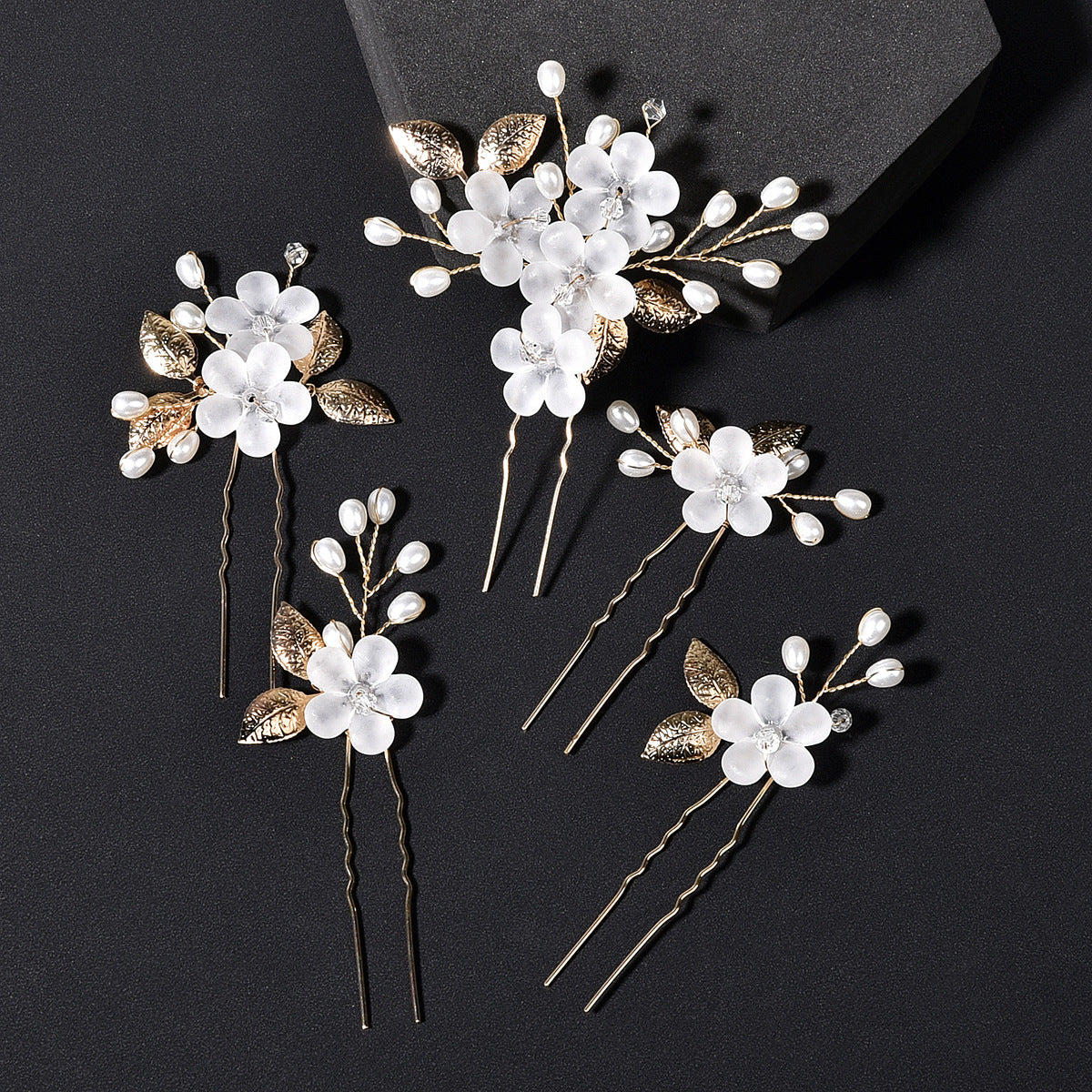 Flower Leaf U Shaped Hair Pins Bridal Hair Accessory