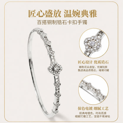 Stylish Open Cuff Bracelets with Zirconia for Weddings and Parties