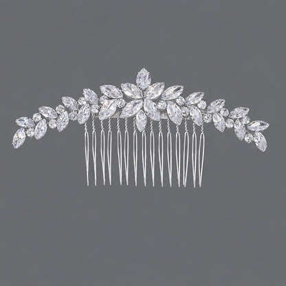 Vintage Floral Zircon Hair Comb Elegant Bridal Headpiece