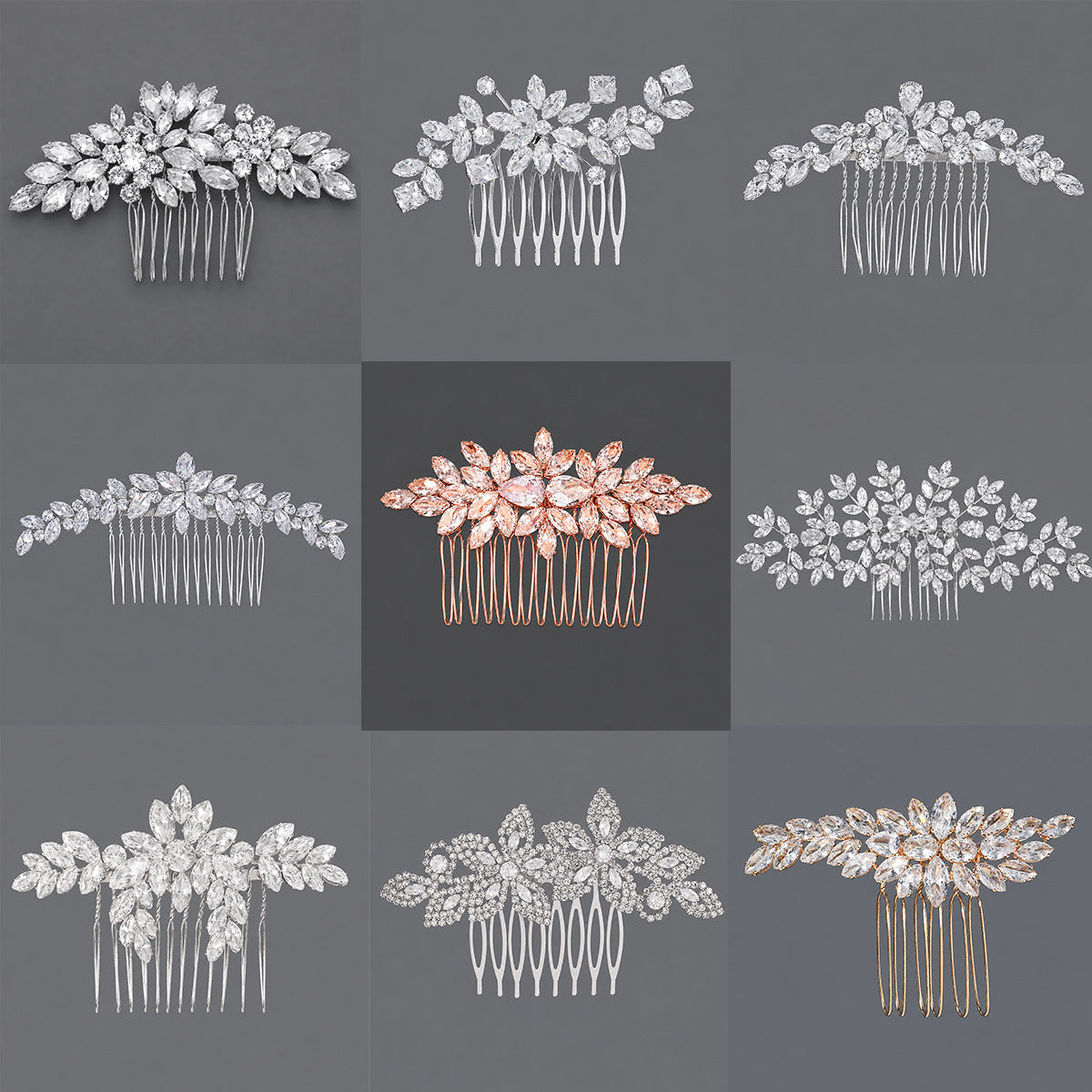 Vintage Floral Zircon Hair Comb Elegant Bridal Headpiece
