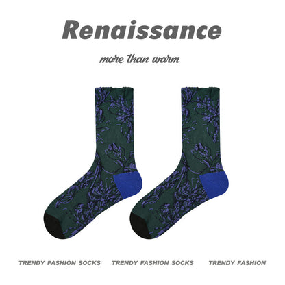 Renaissance Embossed Mid Calf Cotton Socks