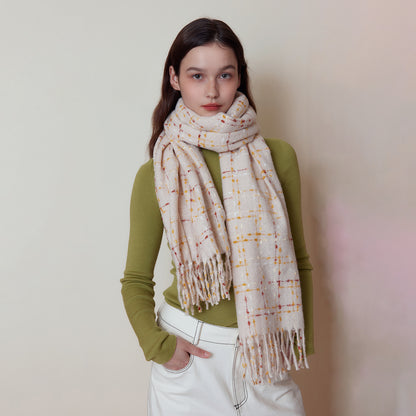 Chic Warm Plaid Scarf with Fringes for All Seasons