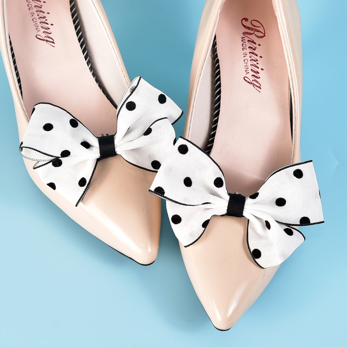 Polka Dot Bow Shoe Clips Elegant Wedding Accessories