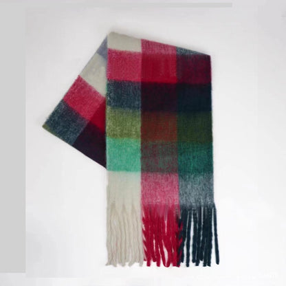 Trendy Plaid Scarf Plush Warm Women’s Shawl