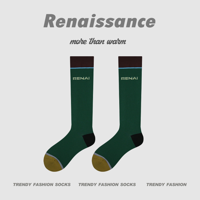 Compression Calf Socks Colorblock Breathable Fitness