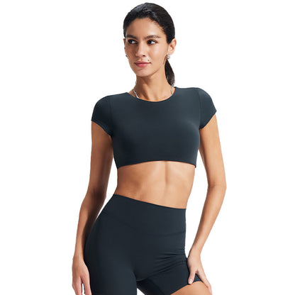 Women's Hollow Long Sleeve Yoga Top with Built-In Bra - Moisture-Wicking Fitness Tee
