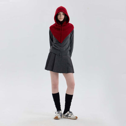 Classic Knitted Balaclava Hat with Neck Warmer and Drawstring