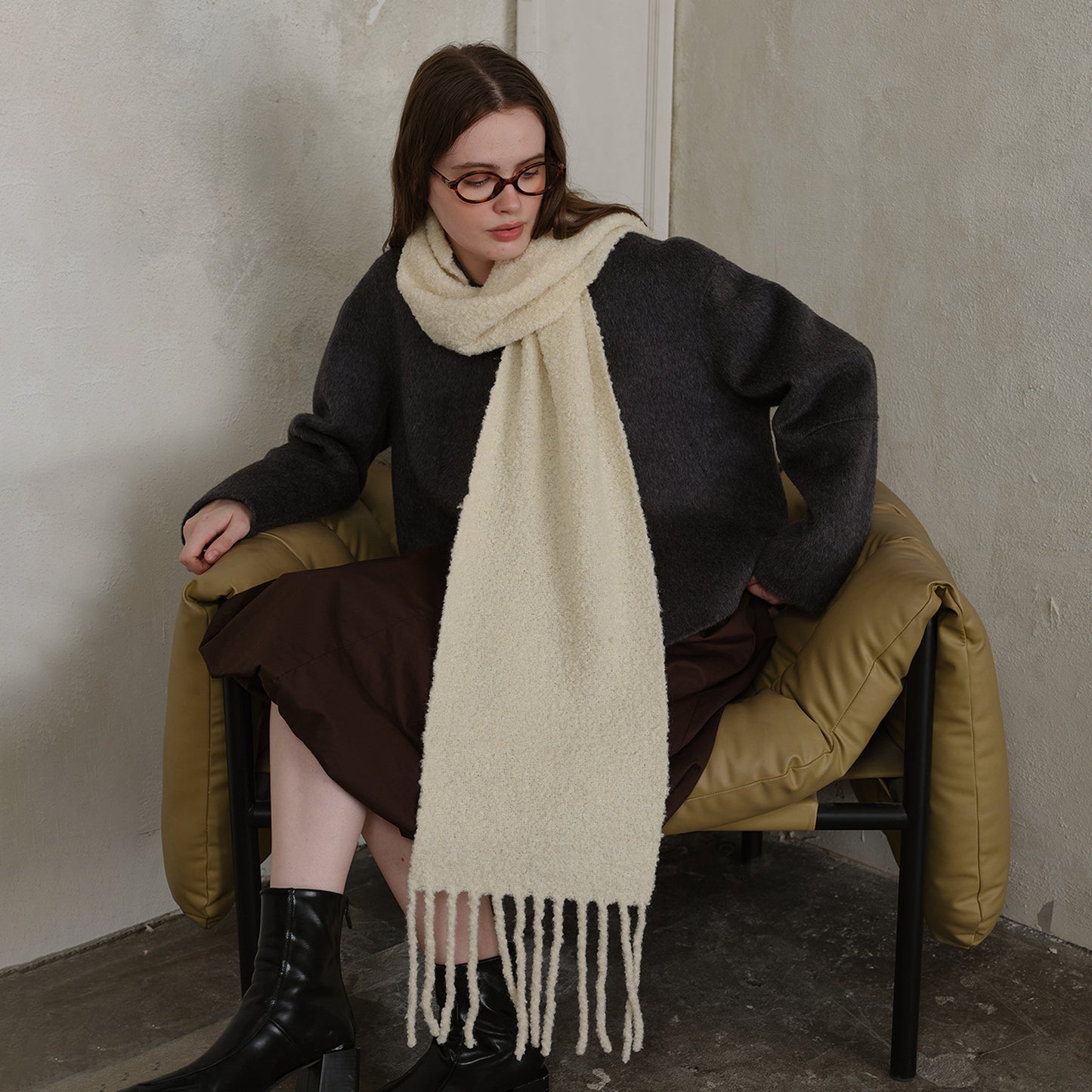 Wool Tassel Scarf Soft Breathable Versatile Wrap for Women