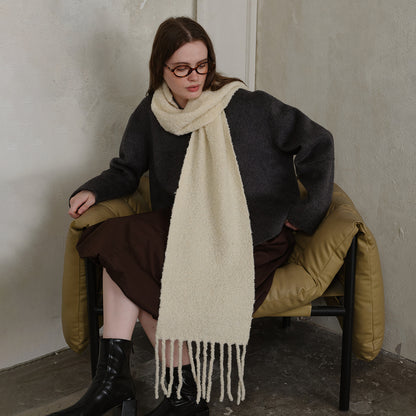 Wool Tassel Scarf Soft Breathable Versatile Wrap for Women