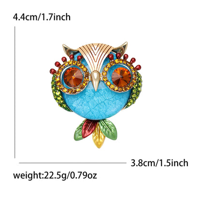 Fashion Owl Brooch With Rhinestones Vintage Alloy Scarf Pin