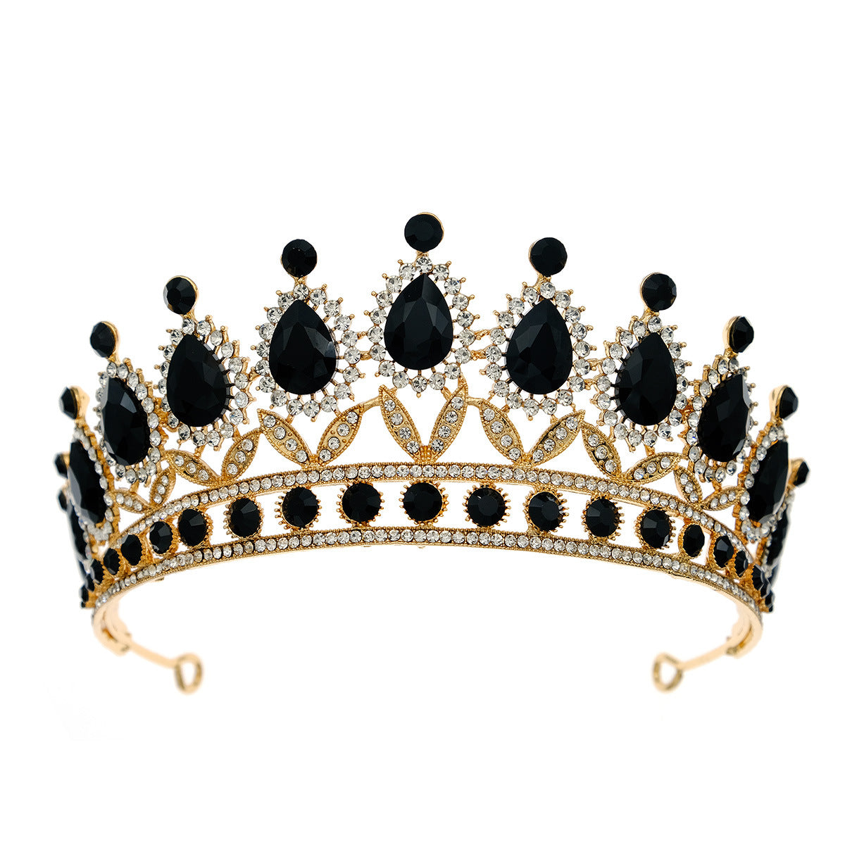 Dark Fantasy Alloy Crown with Rhinestones for Halloween Parties