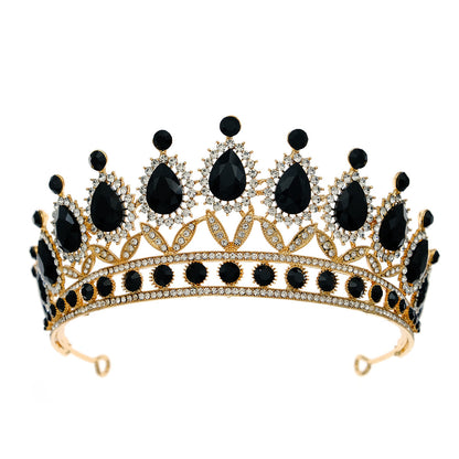 Dark Fantasy Alloy Crown with Rhinestones for Halloween Parties
