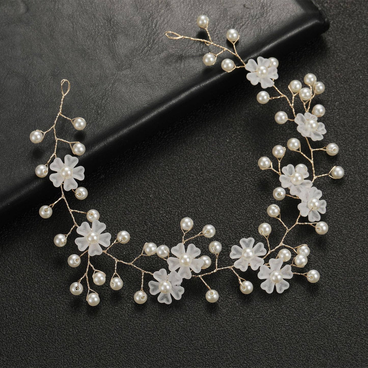 Transparent Handmade Pearl Flower Headband for Brides