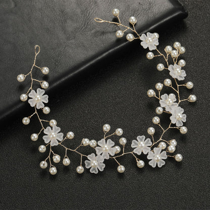 Transparent Handmade Pearl Flower Headband for Brides